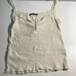 Brandy melville white lace button up top